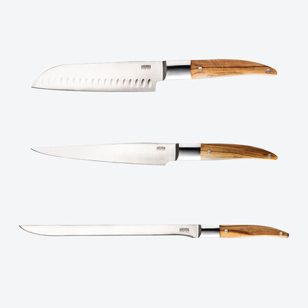 Produktbild f�r 'Laguiole Messerset 3-tlg. - Santoku-, Tranchier- & Schinkenmesser'