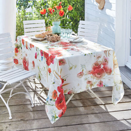 Produktbild für 'Leinentischdecke mit sommerlicher Klatschmohnwiese aus Florenz'