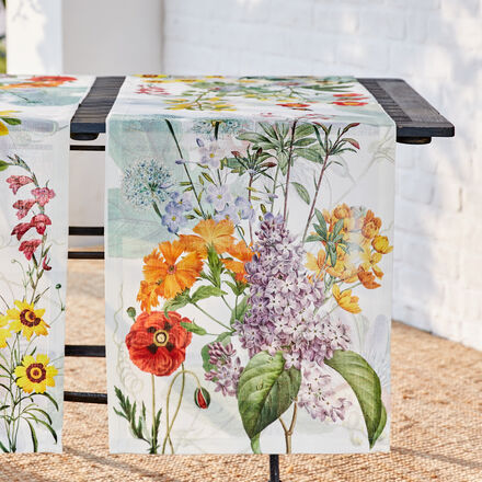 Produktbild für 'Leinentischläufer mit bunten Sommerblumen'