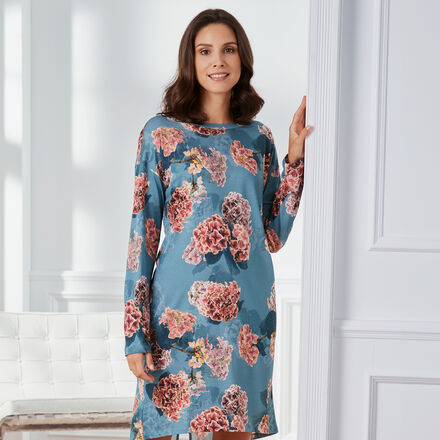 Produktbild für 'Luftig, weiches Pyjama-Oberteil mit Hortensienprint'