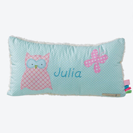 Produktbild für 'Namenskissen Eule türkis als persönliches Geschenk zu Geburt, Taufe oder Geburtstag'