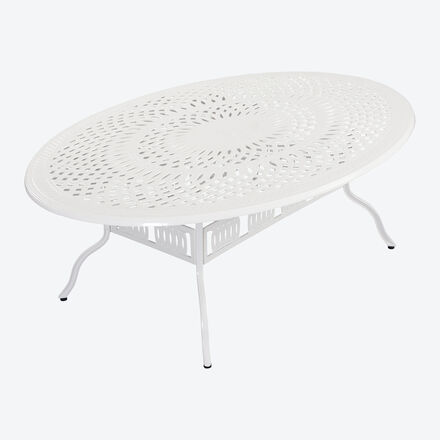 Produktbild fr 'Ovaler Gartentisch aus wetterfestem Aluminium – Wei'
