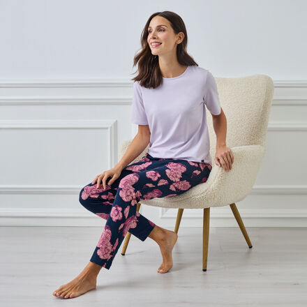 Produktbild fr 'Pyjamahose mit floralem Design aus Baumwolle mit Elasthan'