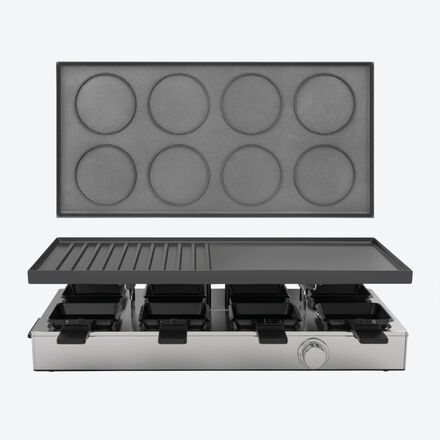 Produktbild fr 'Raclette-Grill mit Wendeplatte - fr Raclette, Grillen, Mini-Pizza, Pancakes'