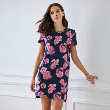 Produktbild fr 'Schlafshirt mit floralem Design aus Baumwolle mit Elasthan'