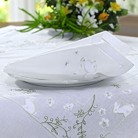 Produktbild fr 'Servietten: Handstickereien zieren feine Hschen-Hohlsaum-Tischwsche'