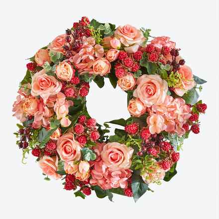 Produktbild für 'Sommerlicher Rosenkranz mit Hortensien und Brombeeren'