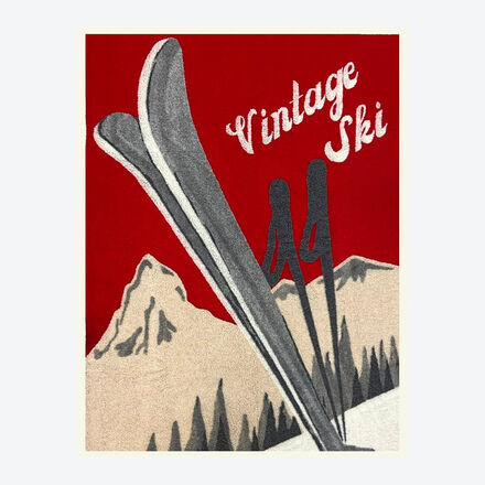 Produktbild für 'Strapazierfähige Walk-Wolldecke mit Vintage Ski-Motiv'