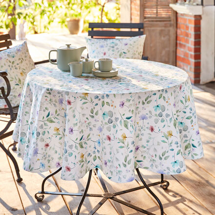 Produktbild fr 'Strukturierte Matelass-Tischdecke mit zartem Veilchen-Print'
