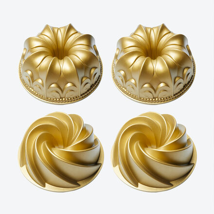 Produktbild für 'Superleitfähige Mini Guss-Backformen für detailreiche Spiral- und Lilienblüte-Kuchen'