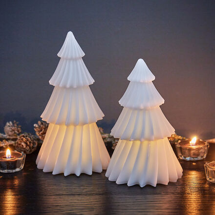 Produktbild fr 'Tanne aus Wachs mit LED-Beleuchtung, Wei'