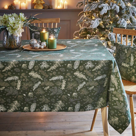 Produktbild für 'Tannengrüner Jacquard-Tischdecke mit eingewebtem Muster'