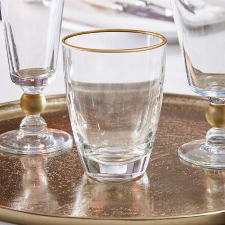 Produktbild für 'Wasserglas Rubens mit spülmaschinenfesten goldfarbenen Details'