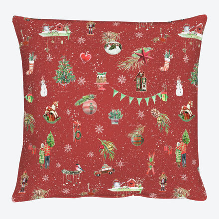 Produktbild für 'Weihnachts-Kissenhülle im nostalgisch-modernen Look, Tischläufer, Tischdecke, Tischtuch'
