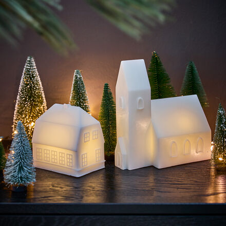 Produktbild fr 'Weihnachtshuser mit LED-Beleuchtung - Wachs, 2 Ausfhrungen'