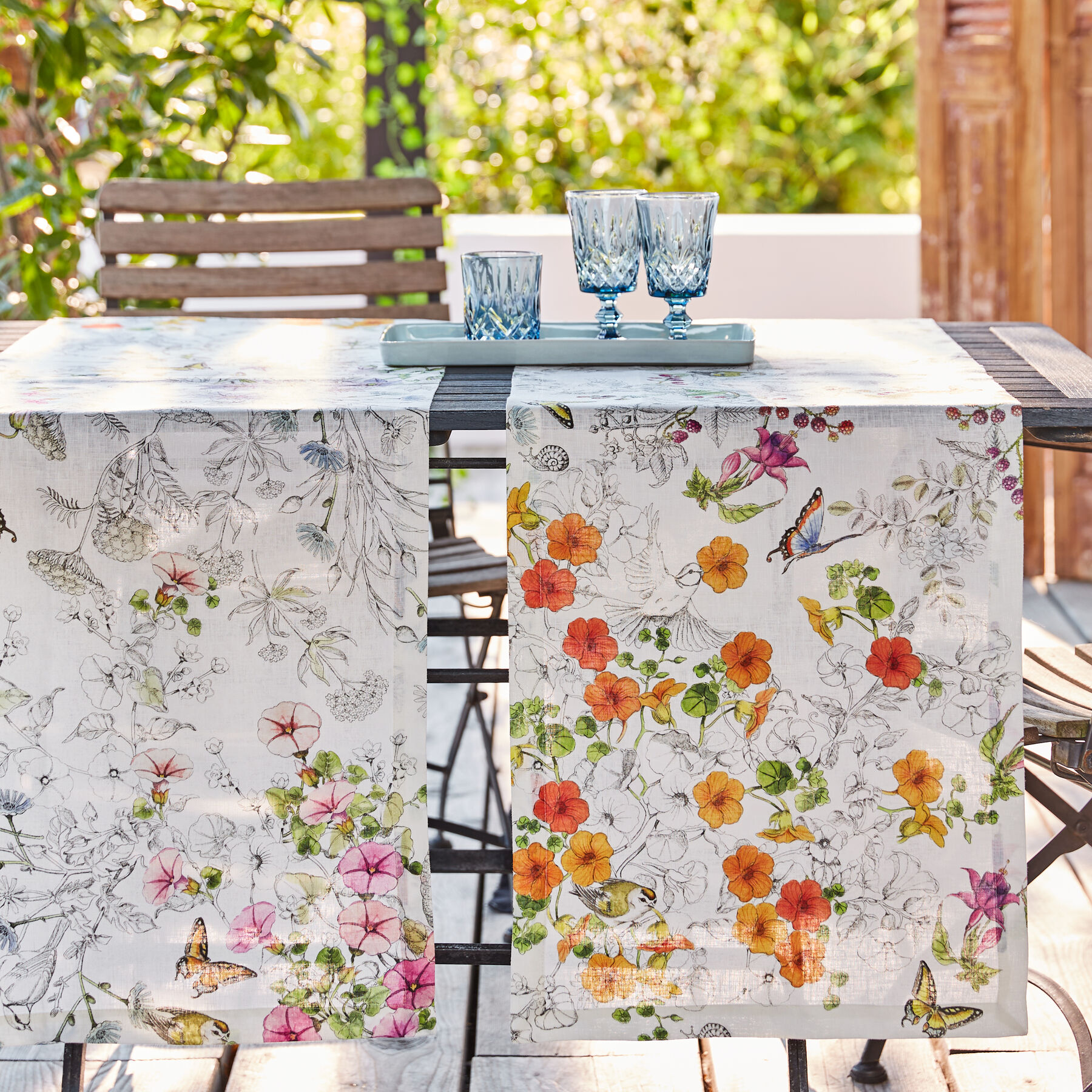 Tischläufer Österreich Landkarte - 183x35cm Baumwoll-Leinen Tischdeko Für Bauernhaus Stil